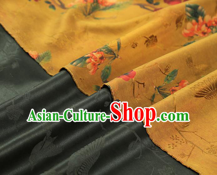 China Classical Plum Blossom Pattern Cheongsam Silk Fabric Traditional Ginger Gambiered Guangdong Gauze Drapery China Classical Plum Blossom Pattern Cheongsam Silk Fabric Traditional Ginger Gambiered Guangdong Gauze Drapery