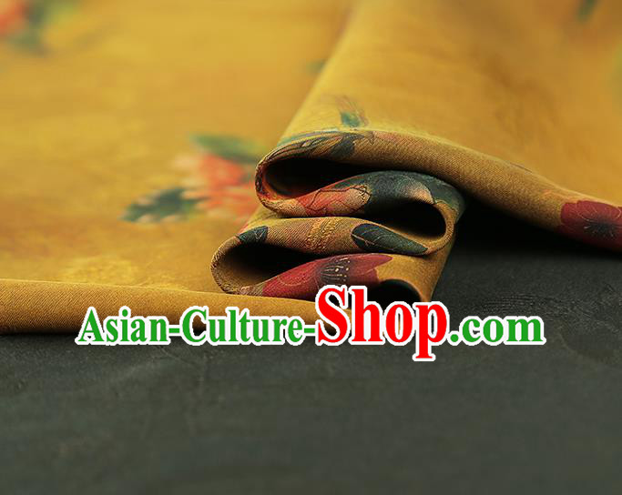 China Classical Plum Blossom Pattern Cheongsam Silk Fabric Traditional Ginger Gambiered Guangdong Gauze Drapery China Classical Plum Blossom Pattern Cheongsam Silk Fabric Traditional Ginger Gambiered Guangdong Gauze Drapery