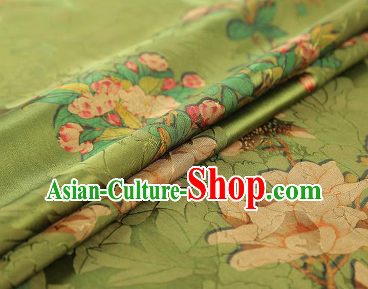 China Traditional Mangnolia Pattern Green Brocade Classical Cheongsam Silk Fabric China Traditional Mangnolia Pattern Green Brocade Classical Cheongsam Silk Fabric