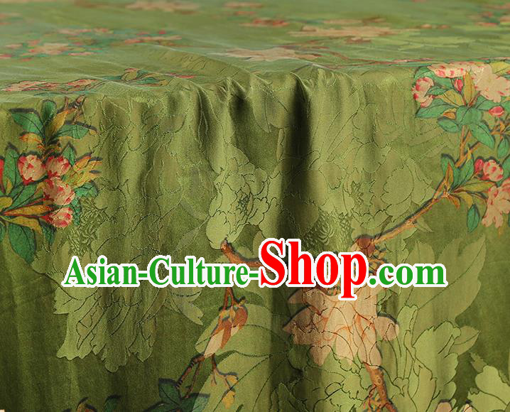China Traditional Mangnolia Pattern Green Brocade Classical Cheongsam Silk Fabric China Traditional Mangnolia Pattern Green Brocade Classical Cheongsam Silk Fabric