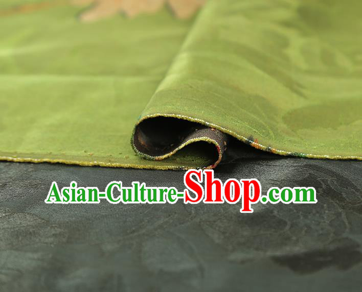 China Traditional Mangnolia Pattern Green Brocade Classical Cheongsam Silk Fabric China Traditional Mangnolia Pattern Green Brocade Classical Cheongsam Silk Fabric