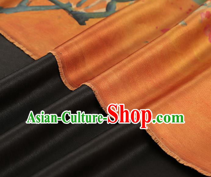 China Classical Plum Pattern Qipao Dress Silk Fabric Gambiered Guangdong Gauze Traditional Orange Brocade China Classical Plum Pattern Qipao Dress Silk Fabric Gambiered Guangdong Gauze Traditional Orange Brocade
