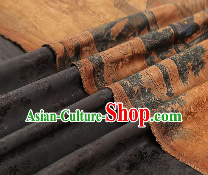Traditional Chinese Brown Silk Fabric Asian China Classical Goddess Pattern Gambiered Guangdong Gauze Material Traditional Chinese Brown Silk Fabric Asian China Classical Goddess Pattern Gambiered Guangdong Gauze Material