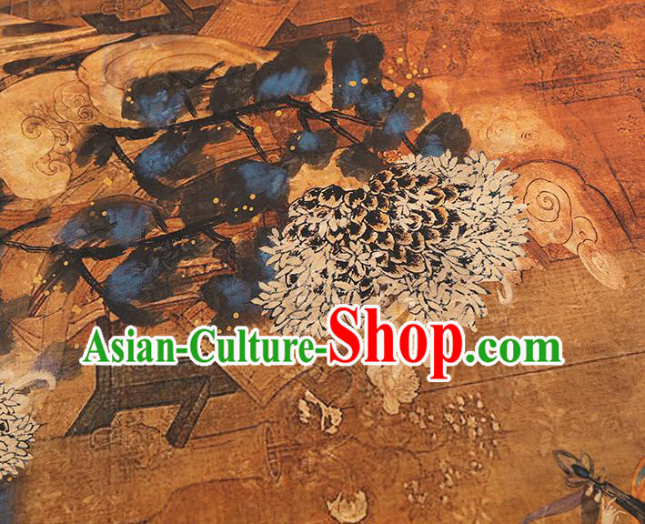 Traditional Chinese Brown Silk Fabric Asian China Classical Goddess Pattern Gambiered Guangdong Gauze Material Traditional Chinese Brown Silk Fabric Asian China Classical Goddess Pattern Gambiered Guangdong Gauze Material