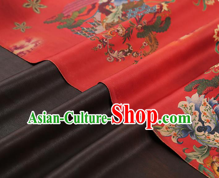 China Gambiered Guangdong Gauze Traditional Red Brocade Classical Flowers Pattern Wedding Dress Silk Fabric China Gambiered Guangdong Gauze Traditional Red Brocade Classical Flowers Pattern Wedding Dress Silk Fabric