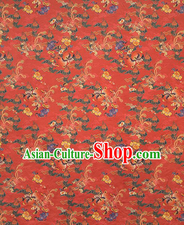 China Classical Phoenix Peony Pattern Silk Fabric Traditional Cheongsam Red Brocade Gambiered Guangdong Gauze China Classical Phoenix Peony Pattern Silk Fabric Traditional Cheongsam Red Brocade Gambiered Guangdong Gauze