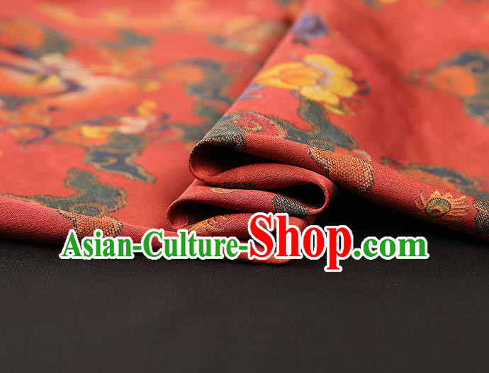 China Classical Phoenix Peony Pattern Silk Fabric Traditional Cheongsam Red Brocade Gambiered Guangdong Gauze China Classical Phoenix Peony Pattern Silk Fabric Traditional Cheongsam Red Brocade Gambiered Guangdong Gauze