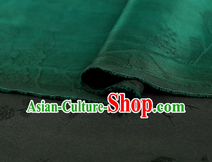 China Traditional Cheongsam Jacquard Gambiered Guangdong Gauze Classical Magpie Plum Pattern Green Silk Fabric China Traditional Cheongsam Jacquard Gambiered Guangdong Gauze Classical Magpie Plum Pattern Green Silk Fabric