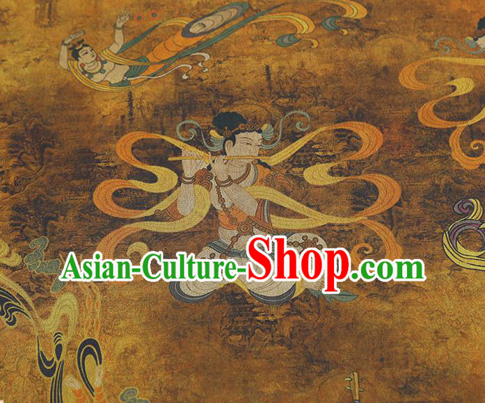 China Traditional Cheongsam Ginger Gambiered Guangdong Gauze Classical Flying Fairy Pattern Silk Fabric China Traditional Cheongsam Ginger Gambiered Guangdong Gauze Classical Flying Fairy Pattern Silk Fabric