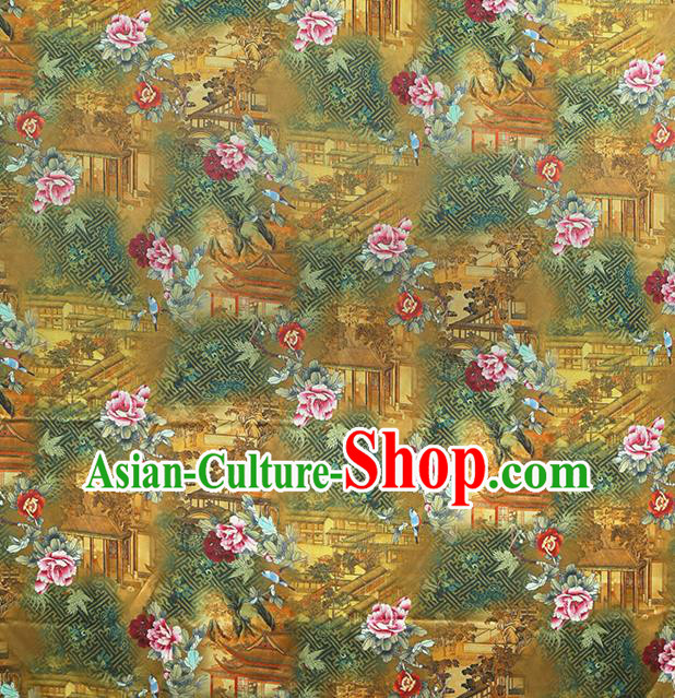 China Classical Cheongsam Ginger Silk Fabric Traditional Qipao Dress Brocade Tapestry Drapery China Classical Cheongsam Ginger Silk Fabric Traditional Qipao Dress Brocade Tapestry Drapery