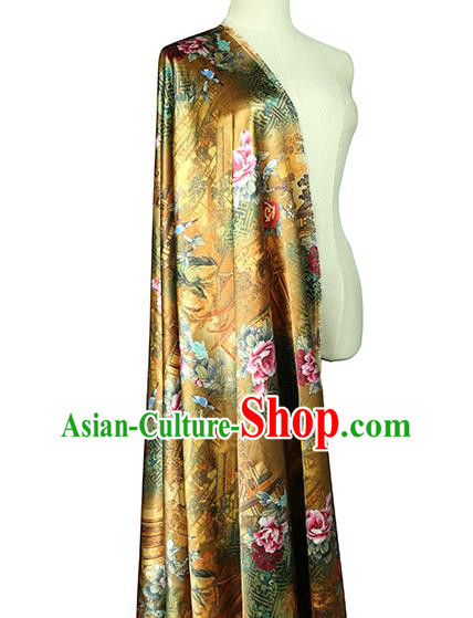 China Classical Cheongsam Ginger Silk Fabric Traditional Qipao Dress Brocade Tapestry Drapery China Classical Cheongsam Ginger Silk Fabric Traditional Qipao Dress Brocade Tapestry Drapery