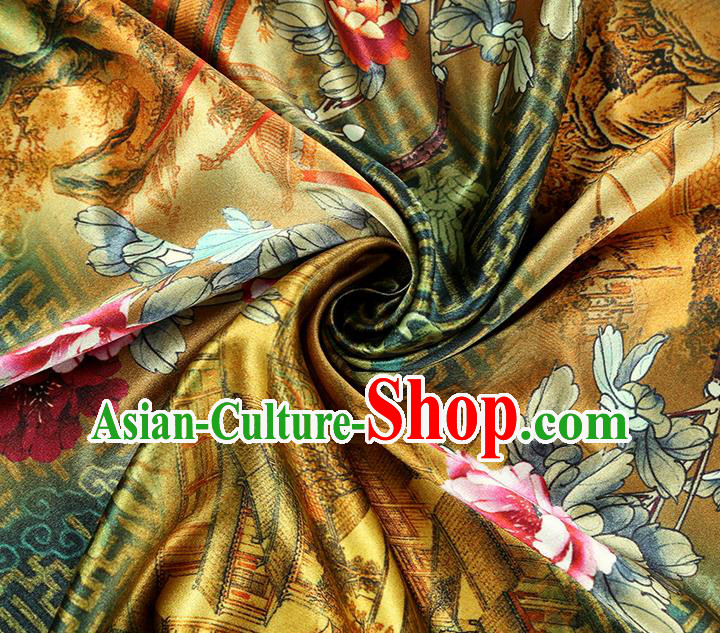 China Classical Cheongsam Ginger Silk Fabric Traditional Qipao Dress Brocade Tapestry Drapery China Classical Cheongsam Ginger Silk Fabric Traditional Qipao Dress Brocade Tapestry Drapery