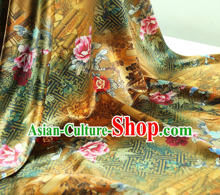 China Classical Cheongsam Ginger Silk Fabric Traditional Qipao Dress Brocade Tapestry Drapery China Classical Cheongsam Ginger Silk Fabric Traditional Qipao Dress Brocade Tapestry Drapery