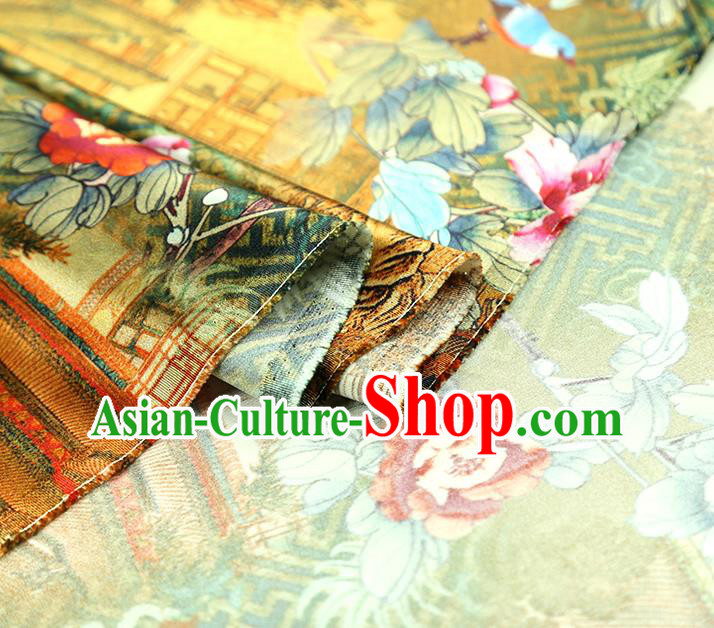 China Classical Cheongsam Ginger Silk Fabric Traditional Qipao Dress Brocade Tapestry Drapery China Classical Cheongsam Ginger Silk Fabric Traditional Qipao Dress Brocade Tapestry Drapery