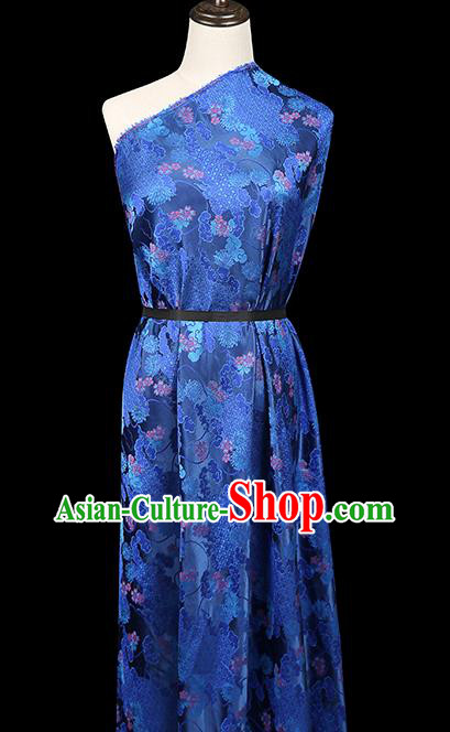 China Traditional Song Brocade Tapestry Drapery Classical Cheongsam Blue Silk Fabric China Traditional Song Brocade Tapestry Drapery Classical Cheongsam Blue Silk Fabric