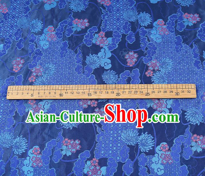 China Traditional Song Brocade Tapestry Drapery Classical Cheongsam Blue Silk Fabric China Traditional Song Brocade Tapestry Drapery Classical Cheongsam Blue Silk Fabric