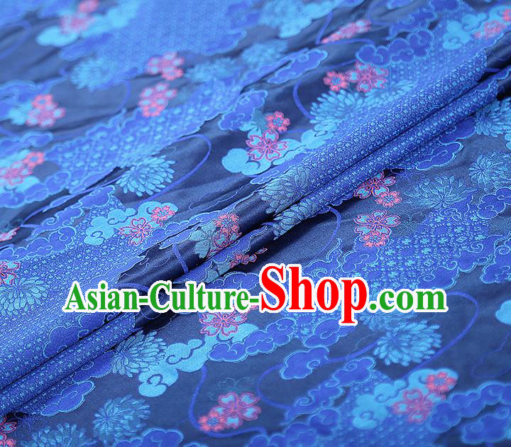 China Traditional Song Brocade Tapestry Drapery Classical Cheongsam Blue Silk Fabric China Traditional Song Brocade Tapestry Drapery Classical Cheongsam Blue Silk Fabric