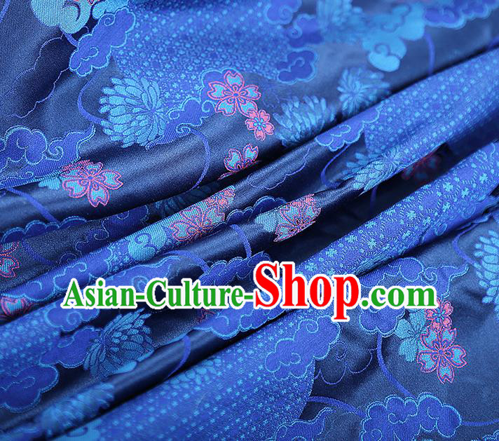 China Traditional Song Brocade Tapestry Drapery Classical Cheongsam Blue Silk Fabric China Traditional Song Brocade Tapestry Drapery Classical Cheongsam Blue Silk Fabric