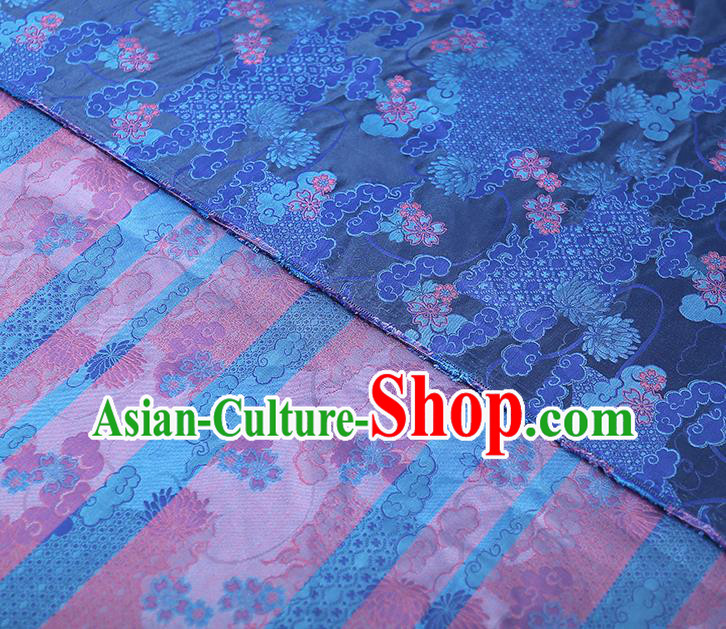 China Traditional Song Brocade Tapestry Drapery Classical Cheongsam Blue Silk Fabric China Traditional Song Brocade Tapestry Drapery Classical Cheongsam Blue Silk Fabric