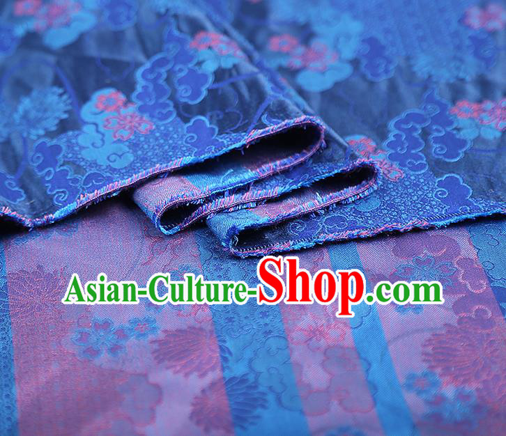 China Traditional Song Brocade Tapestry Drapery Classical Cheongsam Blue Silk Fabric China Traditional Song Brocade Tapestry Drapery Classical Cheongsam Blue Silk Fabric