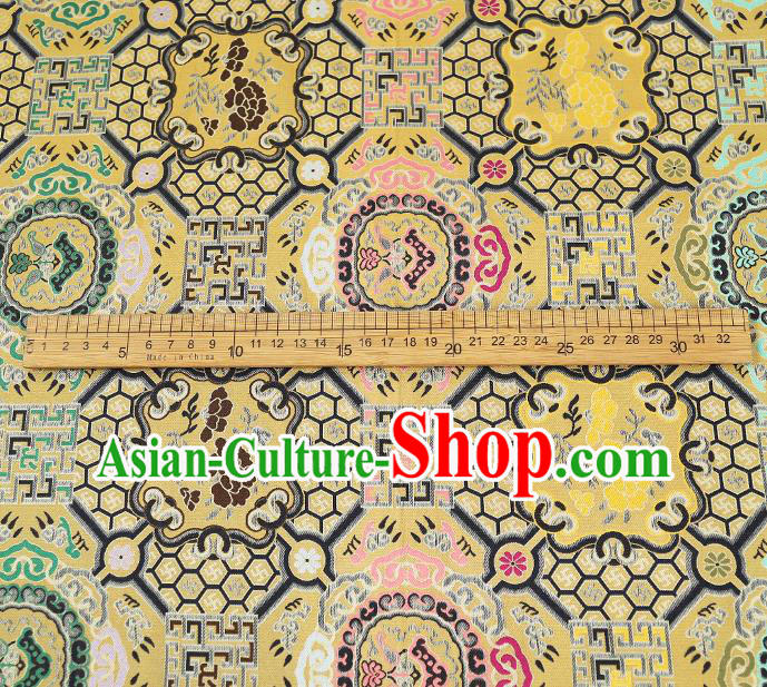 China Tapestry Drapery Classical Cheongsam Silk Fabric Traditional Yellow Song Brocade China Tapestry Drapery Classical Cheongsam Silk Fabric Traditional Yellow Song Brocade