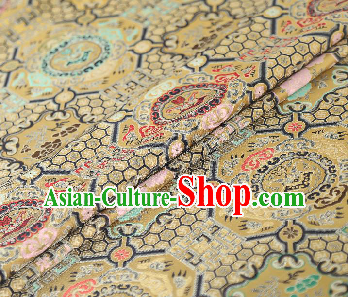 China Tapestry Drapery Classical Cheongsam Silk Fabric Traditional Yellow Song Brocade China Tapestry Drapery Classical Cheongsam Silk Fabric Traditional Yellow Song Brocade
