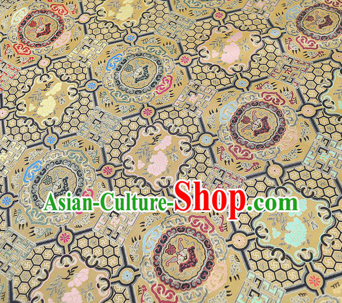 China Tapestry Drapery Classical Cheongsam Silk Fabric Traditional Yellow Song Brocade China Tapestry Drapery Classical Cheongsam Silk Fabric Traditional Yellow Song Brocade