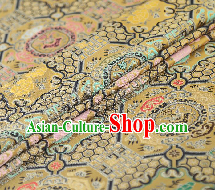 China Tapestry Drapery Classical Cheongsam Silk Fabric Traditional Yellow Song Brocade China Tapestry Drapery Classical Cheongsam Silk Fabric Traditional Yellow Song Brocade