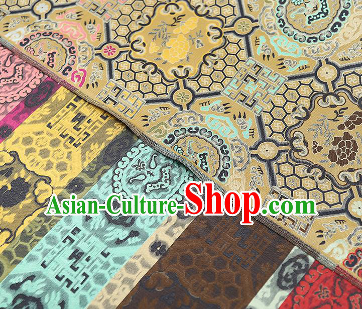 China Tapestry Drapery Classical Cheongsam Silk Fabric Traditional Yellow Song Brocade China Tapestry Drapery Classical Cheongsam Silk Fabric Traditional Yellow Song Brocade