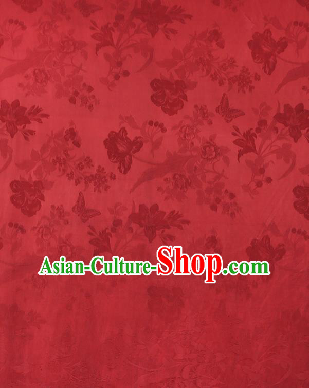 China Traditional Gambiered Guangdong Gauze Classical Cheongsam Jacquard Red Silk Fabric China Traditional Gambiered Guangdong Gauze Classical Cheongsam Jacquard Red Silk Fabric