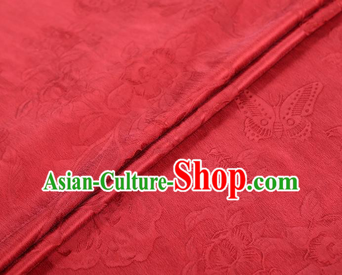 China Traditional Gambiered Guangdong Gauze Classical Cheongsam Jacquard Red Silk Fabric China Traditional Gambiered Guangdong Gauze Classical Cheongsam Jacquard Red Silk Fabric