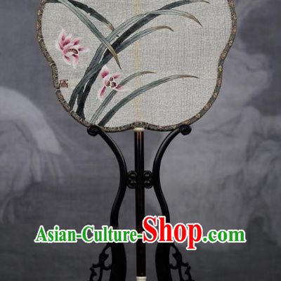 China Ancient Song Dynasty Princess Palace Fan Traditional Dance Plum Fan Handmade Orchids Pattern Silk Fan