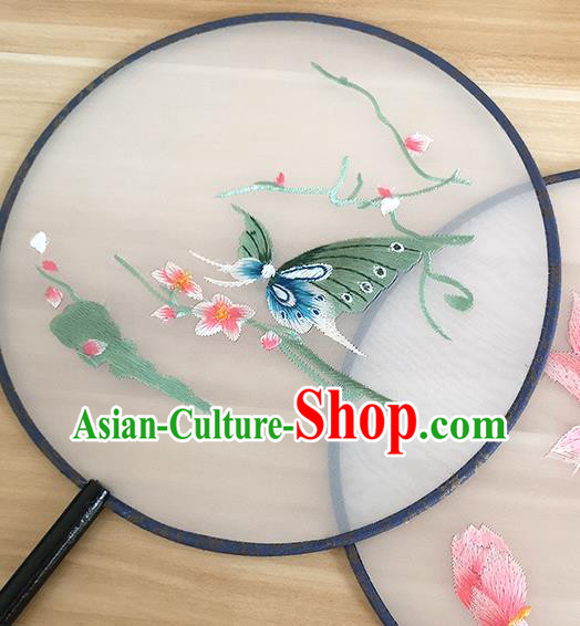 China Embroidered Butterfly Circular Fan Traditional Cultural Dance Silk Fan Handmade Palace Fan China Embroidered Butterfly Circular Fan Traditional Cultural Dance Silk Fan Handmade Palace Fan