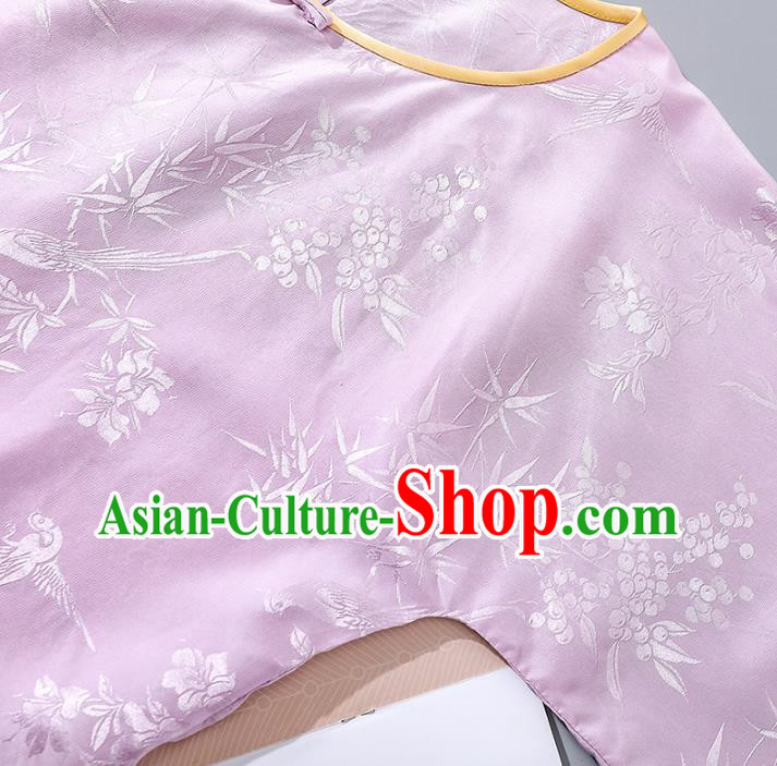 China Tang Suit Upper Outer Garment Traditional Cheongsam Pink Silk Shirt China Tang Suit Upper Outer Garment Traditional Cheongsam Pink Silk Shirt