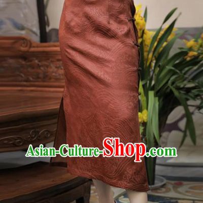 Chinese Traditional Red Silk Skirt National Woman Gambiered Guangdong Gauze Sheath Skirt