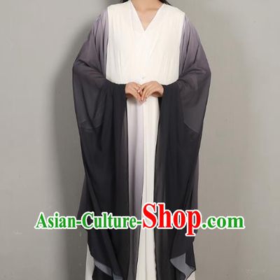 Asian Chinese Traditional Tang Suit Black Chiffon Dress National Young Lady Clothing Classical Three Pieces Costumes