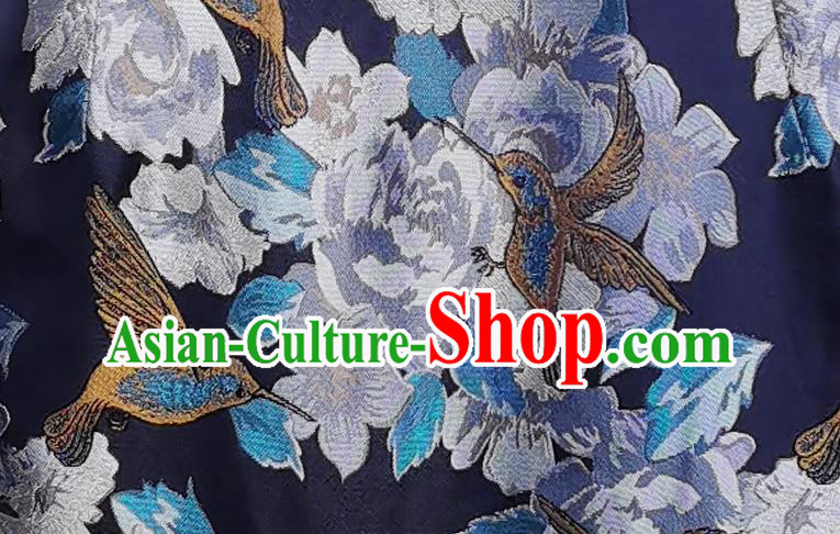 Asian Chinese Traditional Printing Navy Silk Qipao Dress Classical Song Brocade Cheongsam Costume Asian Chinese Traditional Printing Navy Silk Qipao Dress Classical Song Brocade Cheongsam Costume