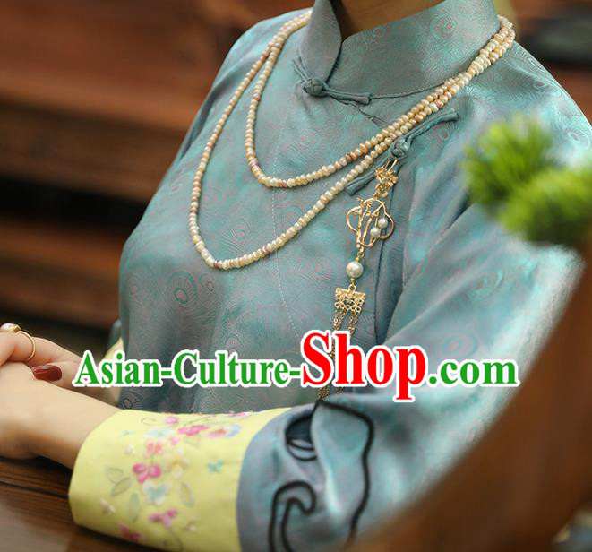 Asian Chinese Traditional Embroidered Silk Qipao Dress Classical Light Blue Song Brocade Cheongsam Clothing Asian Chinese Traditional Embroidered Silk Qipao Dress Classical Light Blue Song Brocade Cheongsam Clothing