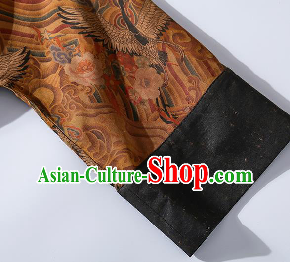 Asian Chinese Classical Wave Pattern Cheongsam Clothing Traditional Ginger Silk Qipao Dress Asian Chinese Classical Wave Pattern Cheongsam Clothing Traditional Ginger Silk Qipao Dress