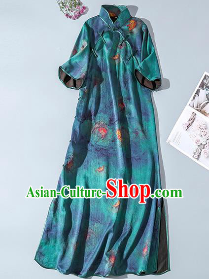 Asian Chinese Traditional Short Sleeve Silk Qipao Dress Classical Young Lady Cheongsam Clothing Asian Chinese Traditional Short Sleeve Silk Qipao Dress Classical Young Lady Cheongsam Clothing