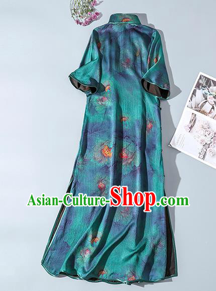 Asian Chinese Traditional Short Sleeve Silk Qipao Dress Classical Young Lady Cheongsam Clothing Asian Chinese Traditional Short Sleeve Silk Qipao Dress Classical Young Lady Cheongsam Clothing