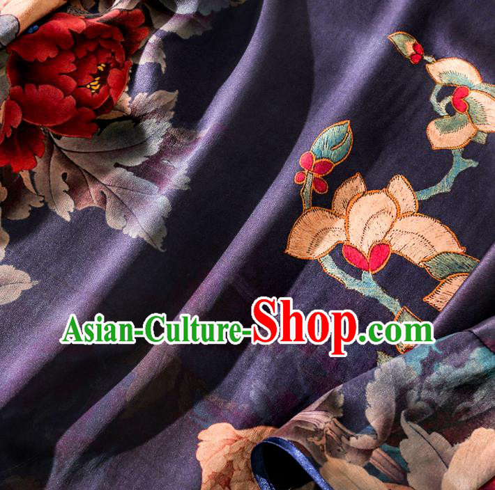 Asian Chinese Classical Cheongsam Traditional Printing Peony Purple Silk Qipao Dress Clothing Asian Chinese Classical Cheongsam Traditional Printing Peony Purple Silk Qipao Dress Clothing