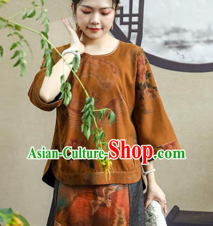 China Classical Phoenix Pattern Tang Suit Upper Outer Garment Traditional Cheongsam Orange Silk Shirt China Classical Phoenix Pattern Tang Suit Upper Outer Garment Traditional Cheongsam Orange Silk Shirt