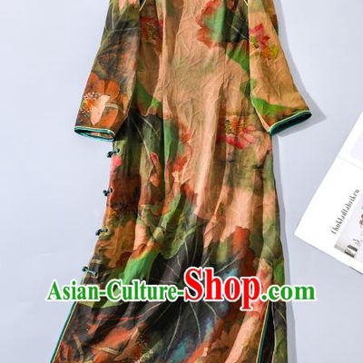 Asian Chinese National Shanghai Beauty Clothing Traditional Qipao Dress Classical Silk Cheongsam