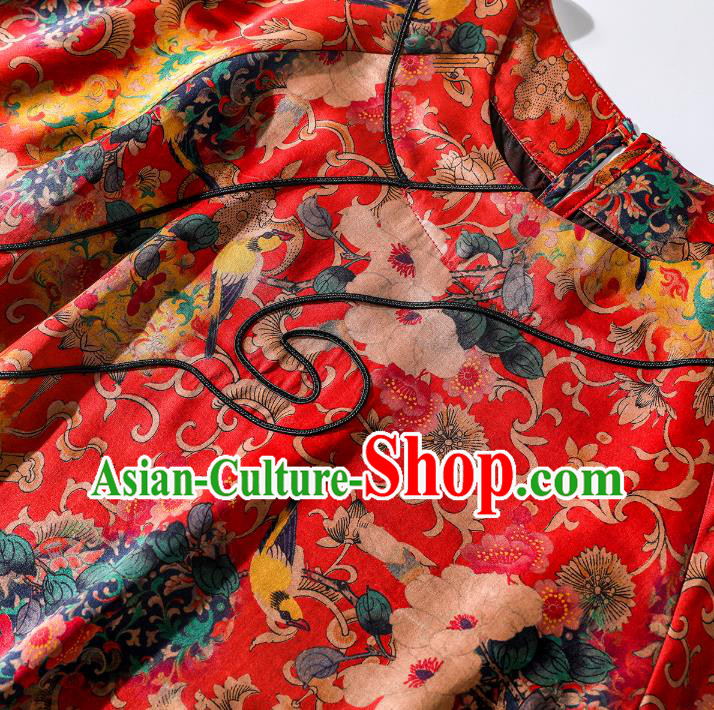 Asian Chinese Classical Printing Camellia Cheongsam Traditional Red Silk Qipao Dress Clothing Asian Chinese Classical Printing Camellia Cheongsam Traditional Red Silk Qipao Dress Clothing