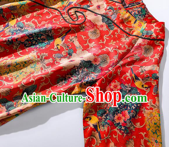 Asian Chinese Classical Printing Camellia Cheongsam Traditional Red Silk Qipao Dress Clothing Asian Chinese Classical Printing Camellia Cheongsam Traditional Red Silk Qipao Dress Clothing