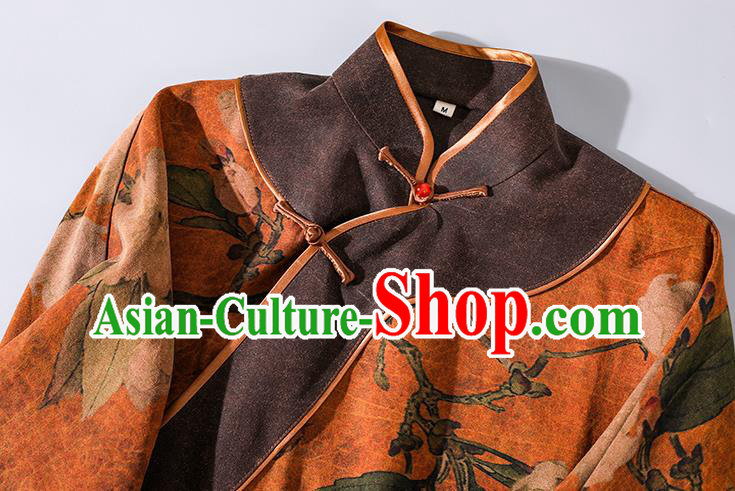 Asian Chinese Traditional Shanghai Orange Silk Qipao Dress Clothing Classical Mangnolia Pattern Design Cheongsam Asian Chinese Traditional Shanghai Orange Silk Qipao Dress Clothing Classical Mangnolia Pattern Design Cheongsam
