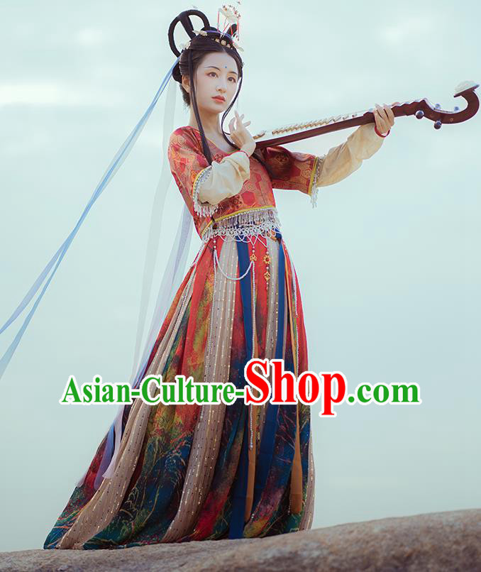 Traditional Chinese Tang Dynasty Palace Princess Historical Costume Ancient Court Lady Hanfu Dress Traditional Chinese Tang Dynasty Palace Princess Historical Costume Ancient Court Lady Hanfu Dress