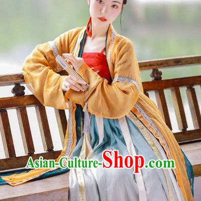 Chinese Ancient Village Girl Hanfu Dress Traditional Song Dynasty Young Beauty Historical Costumes Complete Set