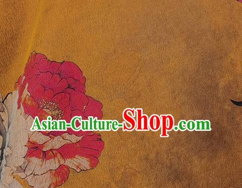 Asian Chinese Traditional Ginger Silk Qipao Dress Classical Peony Pattern Cheongsam Costume Asian Chinese Traditional Ginger Silk Qipao Dress Classical Peony Pattern Cheongsam Costume